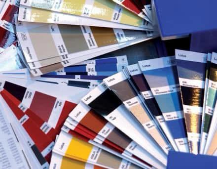 Automotive paint colour swatches